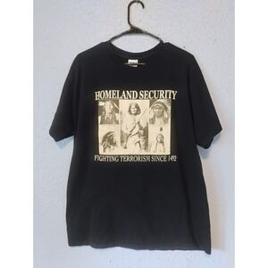 Homeland Security T-Shirt Retro Y2K Native American Indians Fighting Terrorism L
